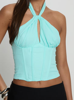 Keileigh Tie Neck Top Blue