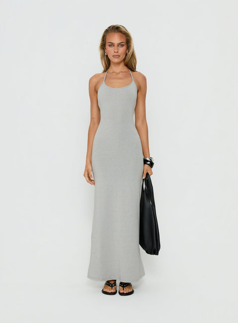 Chelsae Halter Maxi Dress Gray Marle