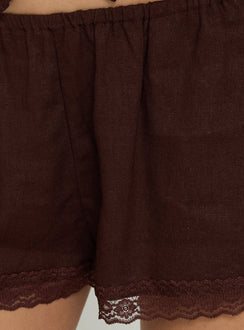 Cloud Crush Linen Shorts Chocolate