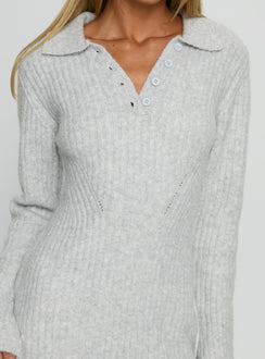 Naloma Knit Long Sleeve Mini Dress Grey Marle