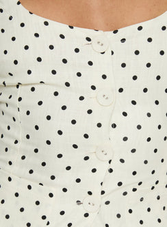 Spirito Vest Top White Polka