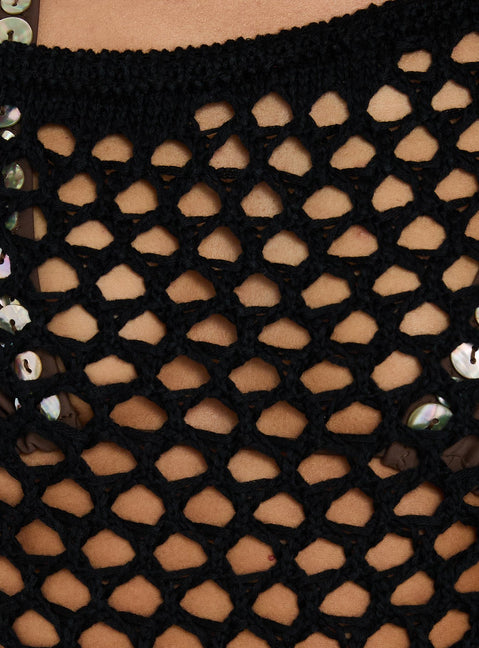 Mikaro Crochet Mini Dress Black