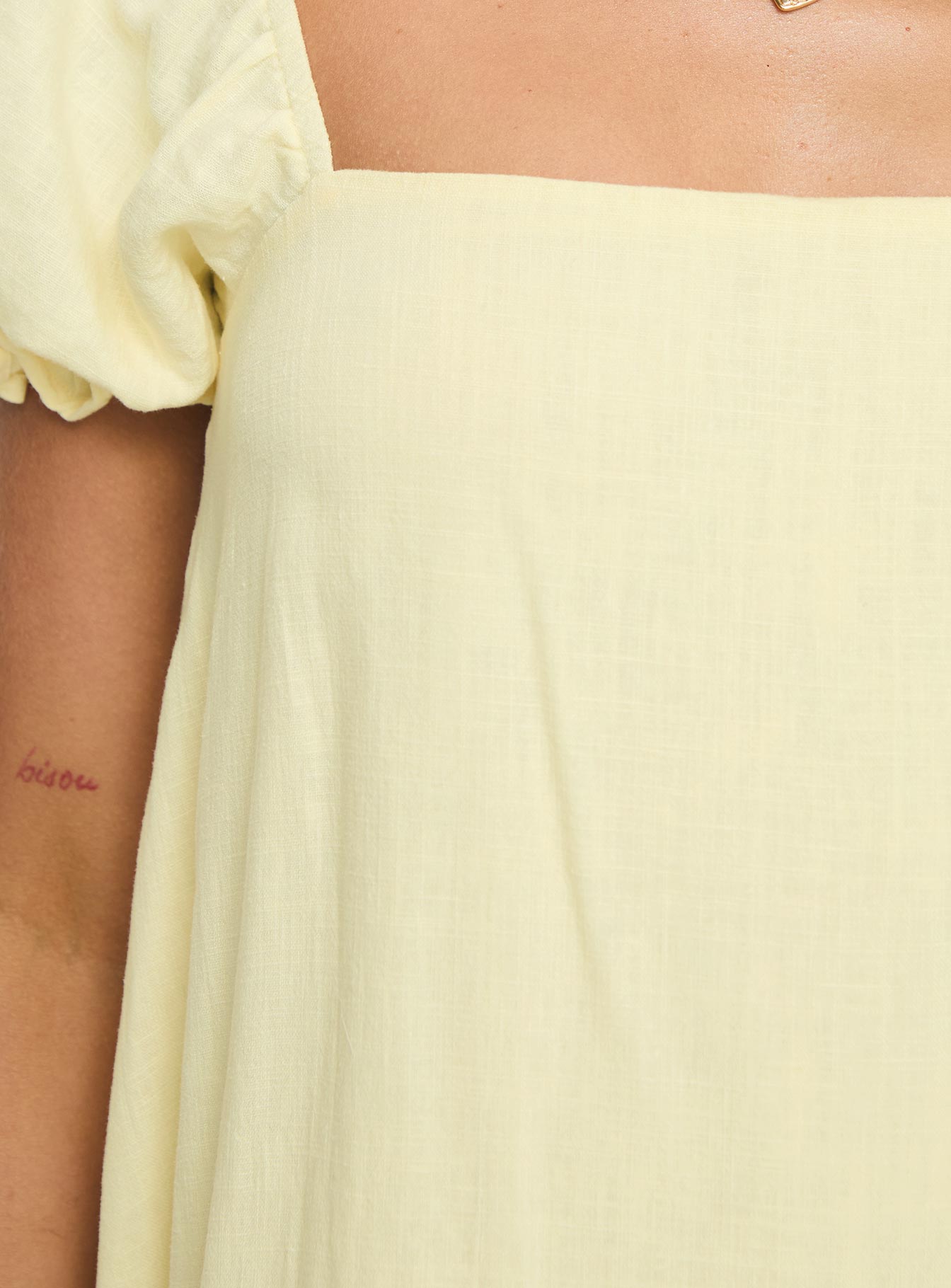 product Princess Polly Beyond Linen Blend Mini Dress Yellow Square Neck 