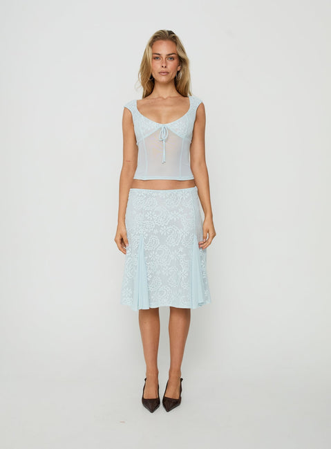 Quani Lace Midi Skirt Blue