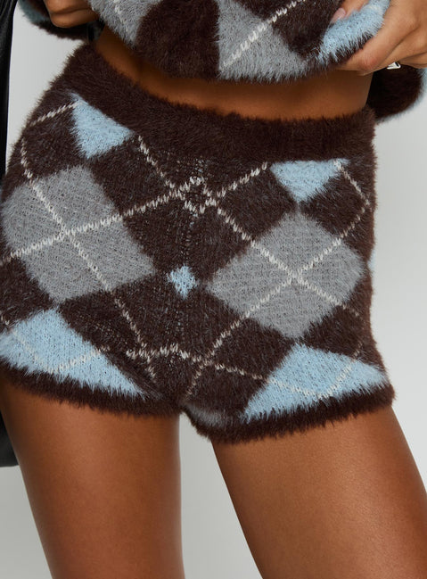 Kenlea Micro Shorts Blue Argyle