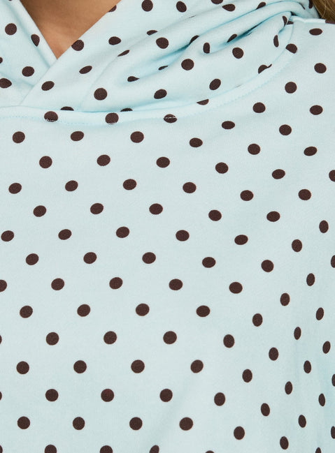 Mayse Bubble Hem Cropped Hoodie Blue Polka Dot