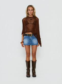 Skylor Sheer Off Shoulder Poncho Brown