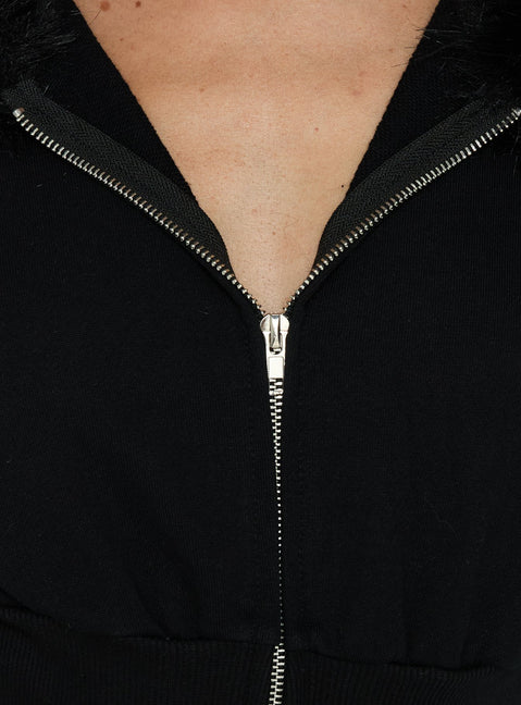 Ramonda Faux Fur Hooded Jumper Black
