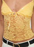 product Princess Polly Sleeveless Plunger  Manski Lace Top Yellow