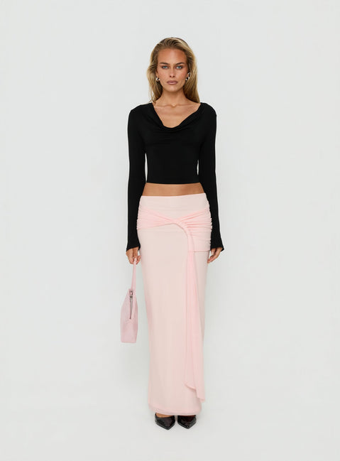 Isador Ruched Maxi Skirt Pink