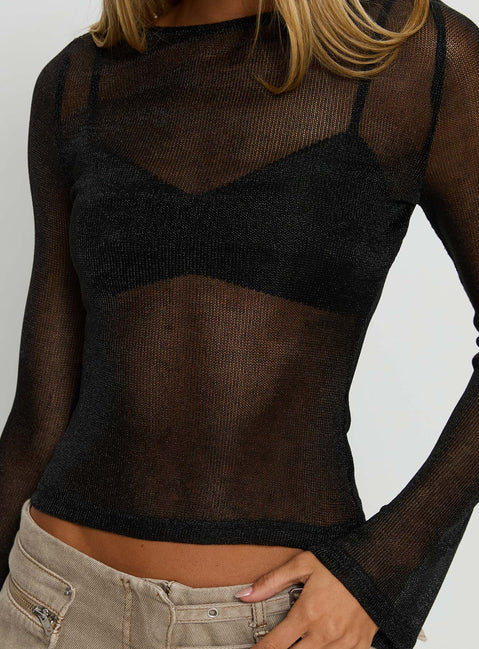 Perfect Mirage Sheer Long Sleeve Top Black