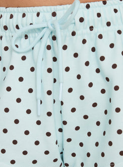 Quinncy Low Rise Sweat Shorts Blue Polka Dot