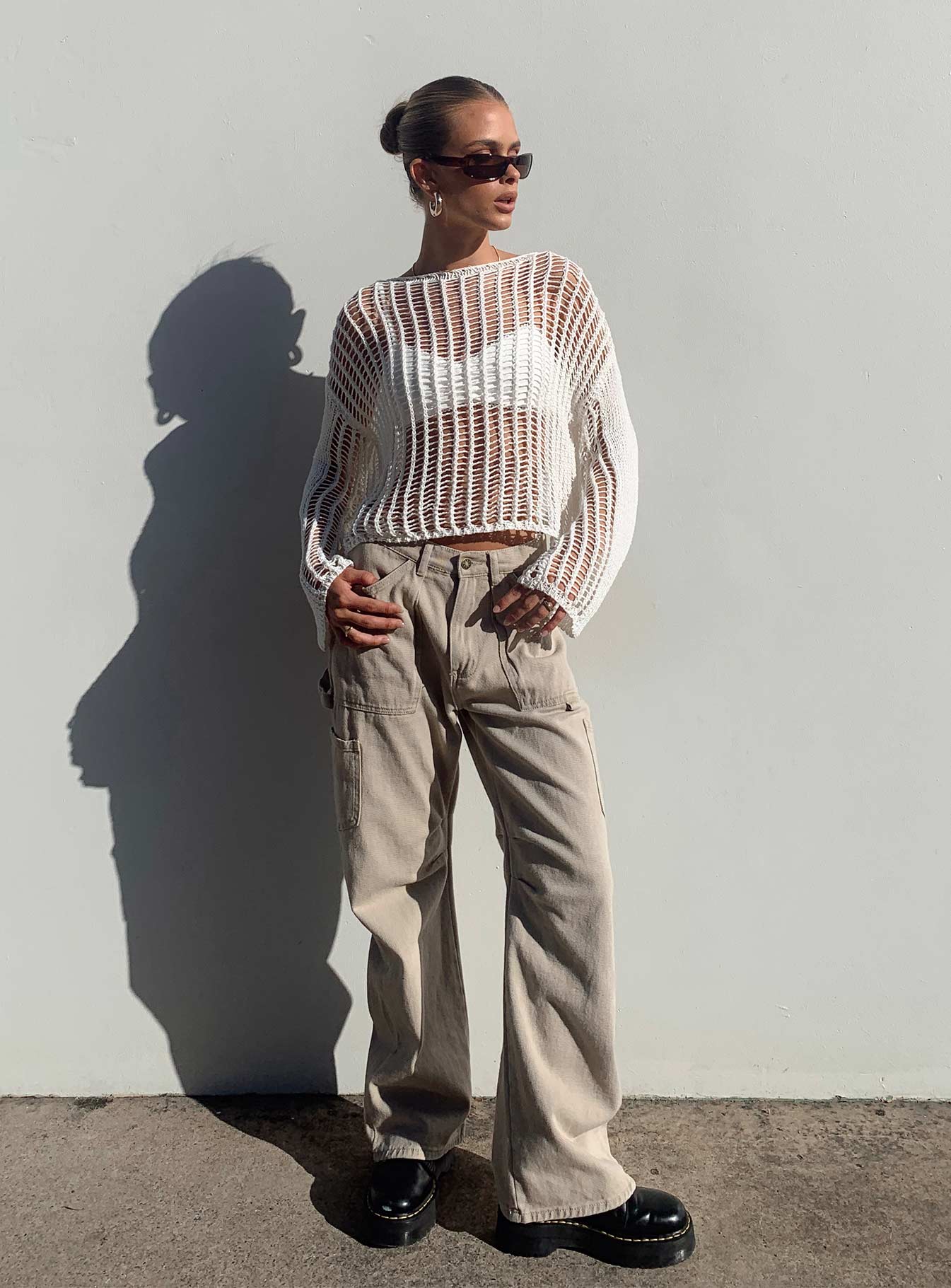 The Kennedy Sweater White Lower Impact Princess Polly  long 