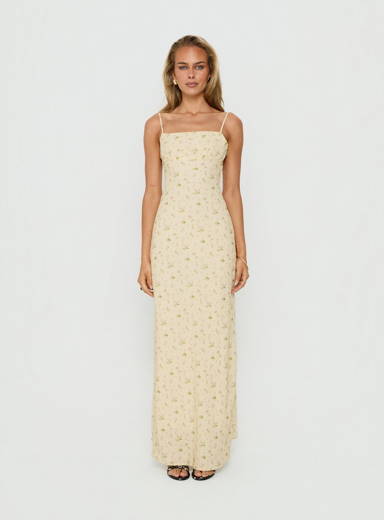 Alliza Square Neck Maxi Dress | Yellow Floral | Womens