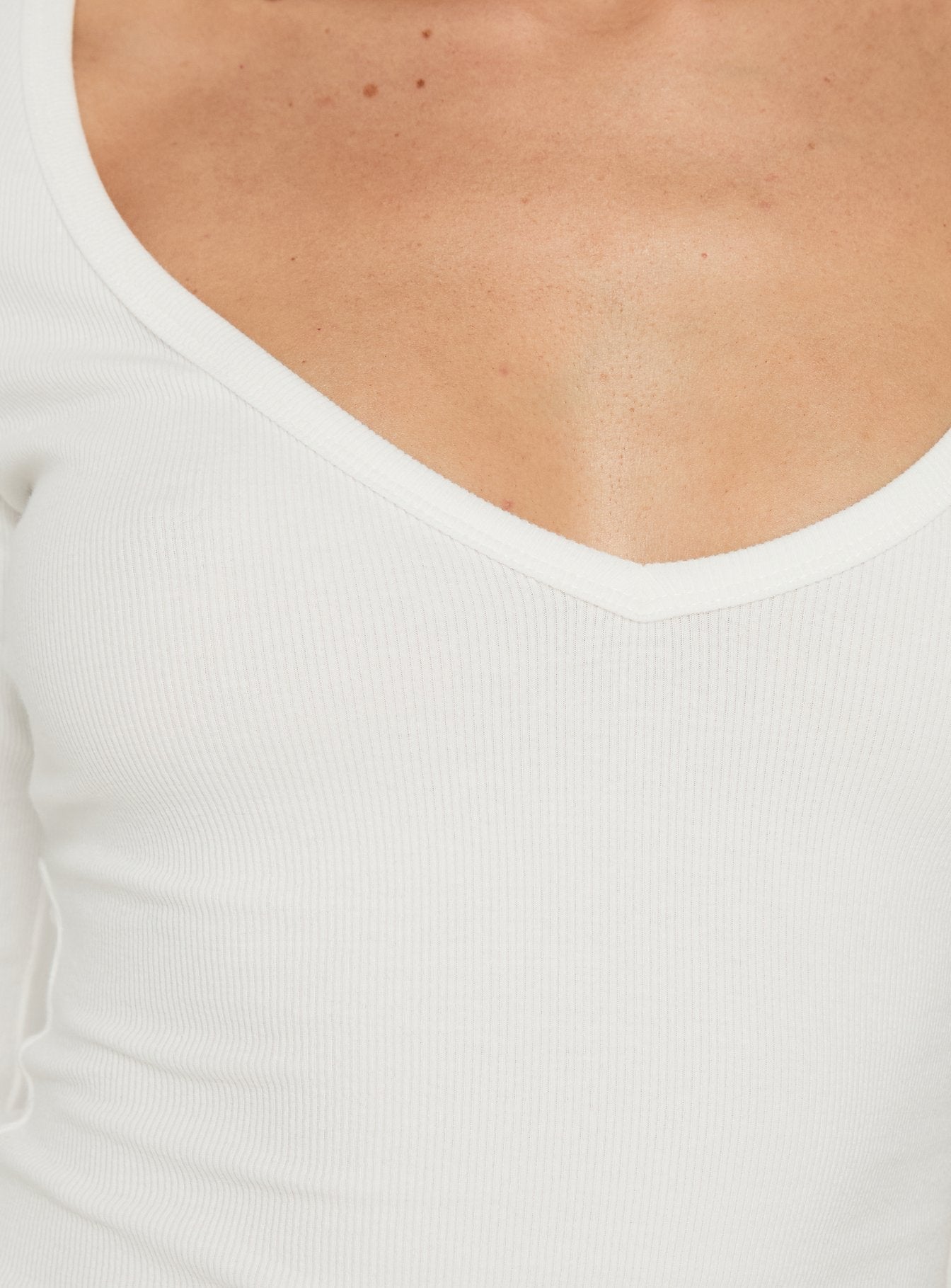 Baseline Rib V Neck 3/4 Sleeve Top White