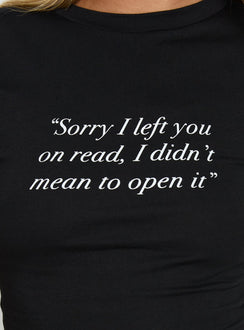 Read Receipts Graphic Baby Tee Black