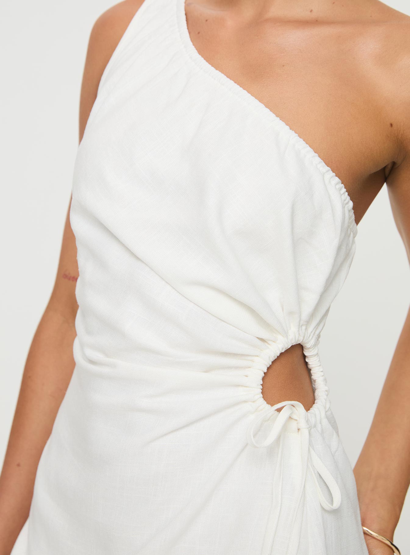 Mayzie One Shoulder Mini Dress White | Princess Polly Mayzie One Shoulder Mini Dress White | Princess Polly