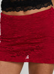 product Princess Polly Gigi Lace Skort Red High Waisted Shorts 