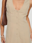 Rosemarie Romper Beige Pinstripe