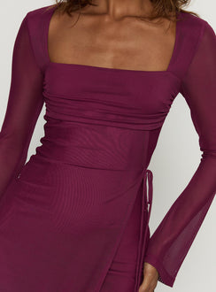 Martinez Long Sleeve Mini Dress Plum