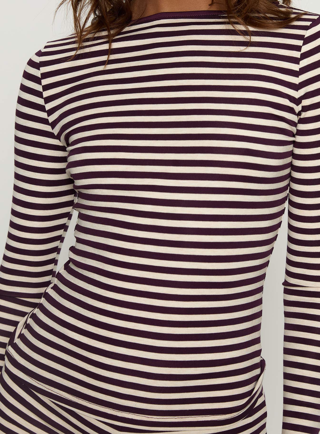 Caprise Wide Neck Long Sleeve Top Red Stripe | Princess Polly