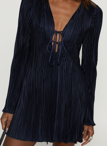 Malop Long Sleeve Mini Dress Navy