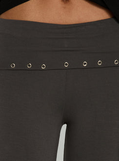 product Princess Polly Enmu Capri Trouser Charcoal Grey Mid Rise Pants 