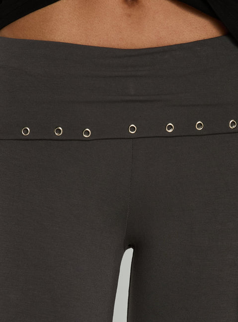 product Princess Polly Enmu Capri Trouser Charcoal Grey Mid Rise Pants 