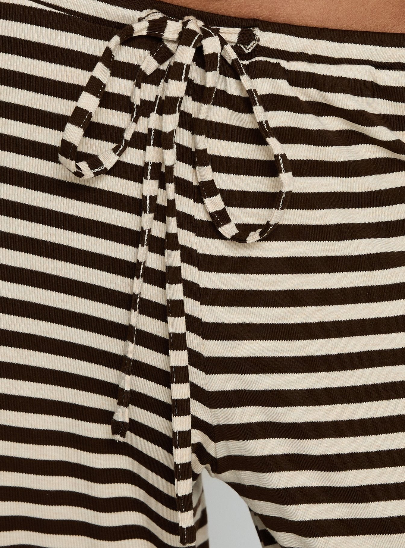 product Princess Polly Gavrielle Jersey Wide Leg Pants Chocolate / Cream Stripe Mid Rise Pants 