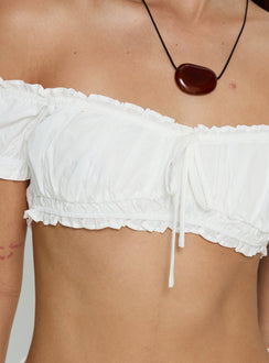 Corabel Off Shoulder Micro Crop Top White
