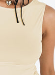 Tank top Tie frill detail at shoulder  Ruched sides Good stretch Unlined 