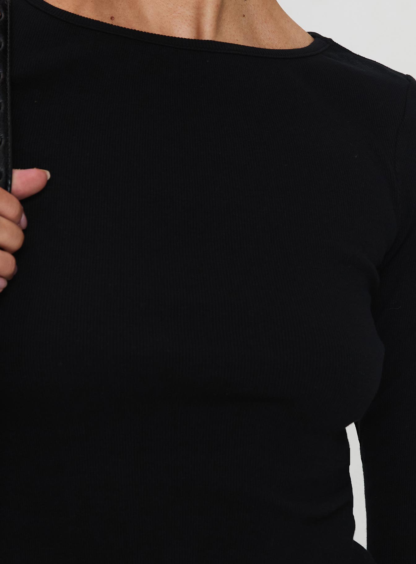 Elaia 3/4 Sleeve Top Black Three Fourth Sleeves Crew Neck 