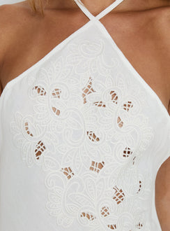 Bonanza Asymmetrical Halter Top White