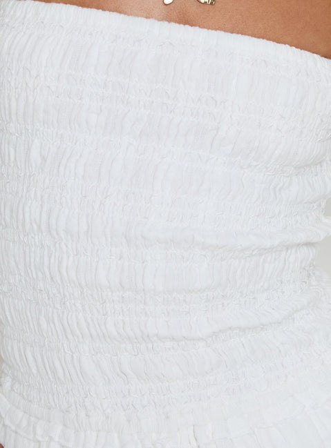 Ayanni Shirred Strapless Mini Playsuit White