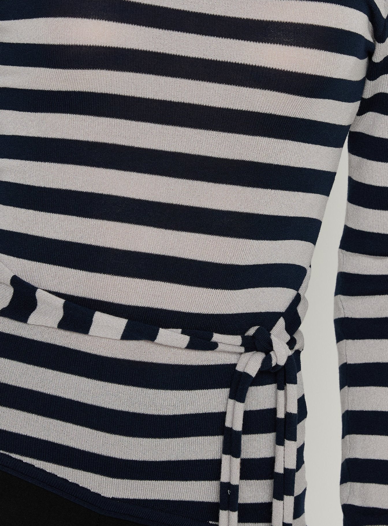 Kastor One Shoulder Long Sleeve Top Navy / Grey Stripe