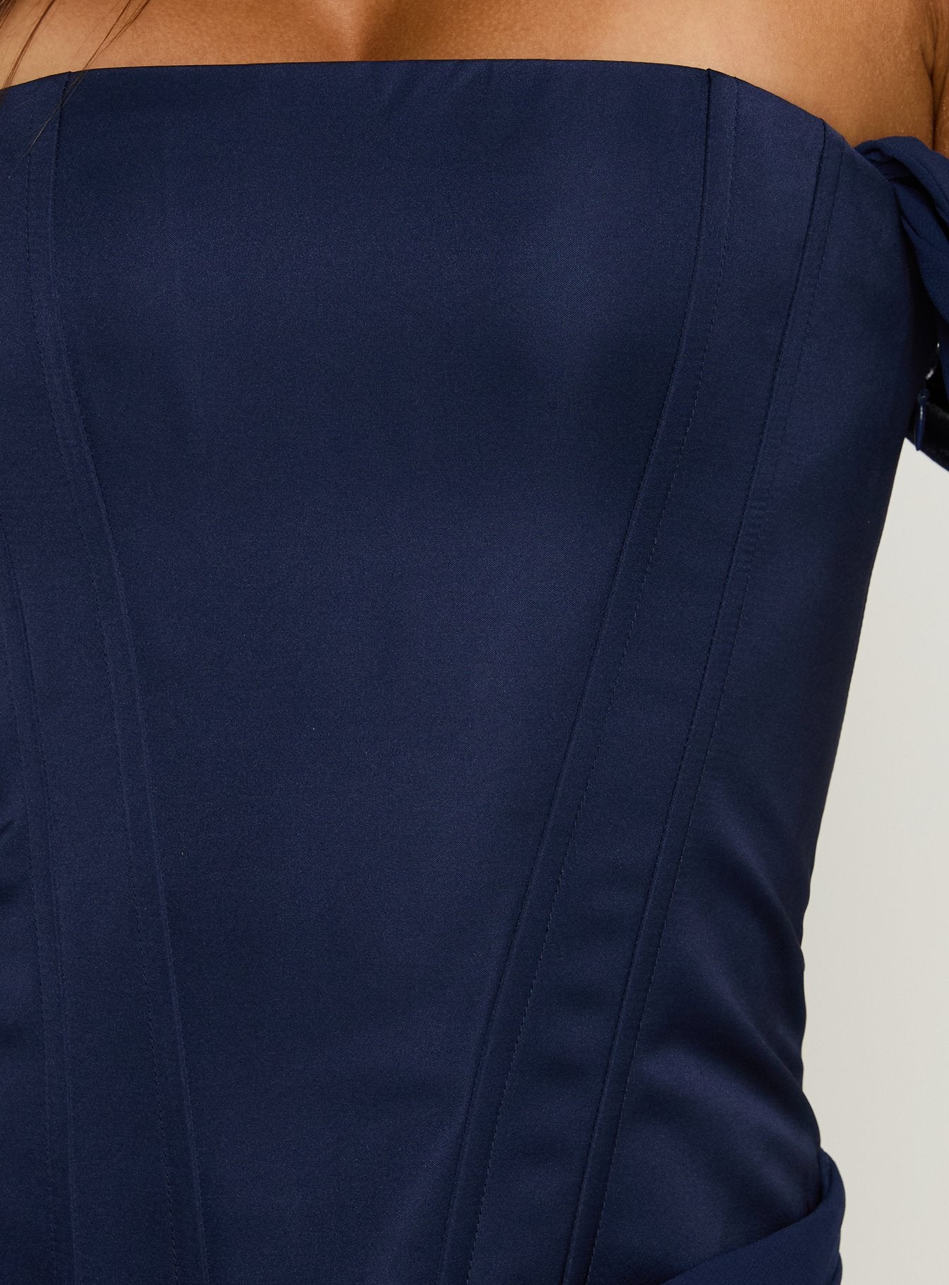 Joslyne Off Shoulder Corset Maxi Dress Navy