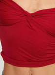 Off the shoulder top Twist bust detail, sweetheart neckline Good stretch, lined bust Princess Polly Lower Impact
