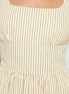 product Princess Polly Phillipson Mini Dress Beige Stripe Square Neck 