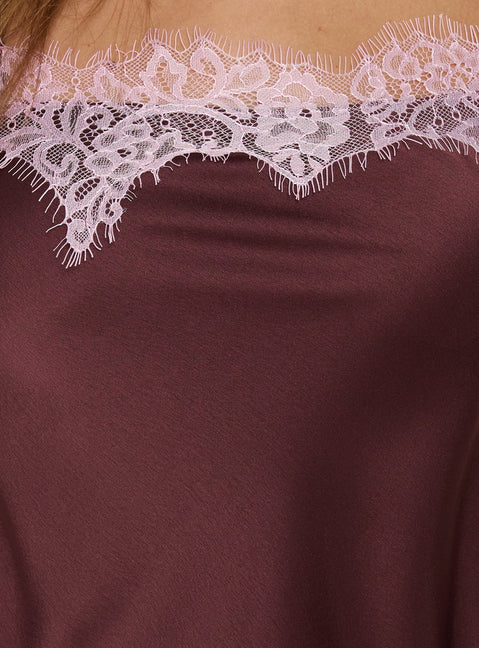 Orisse Lace Trim Cami Top Plum / Pink
