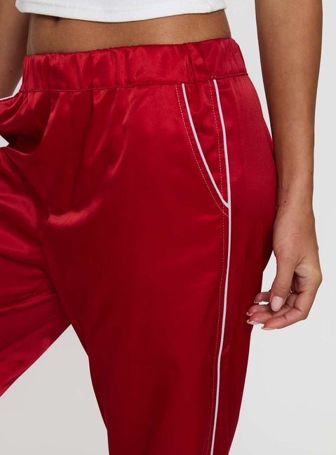 red satin dress pants Orchestra Satin Pant