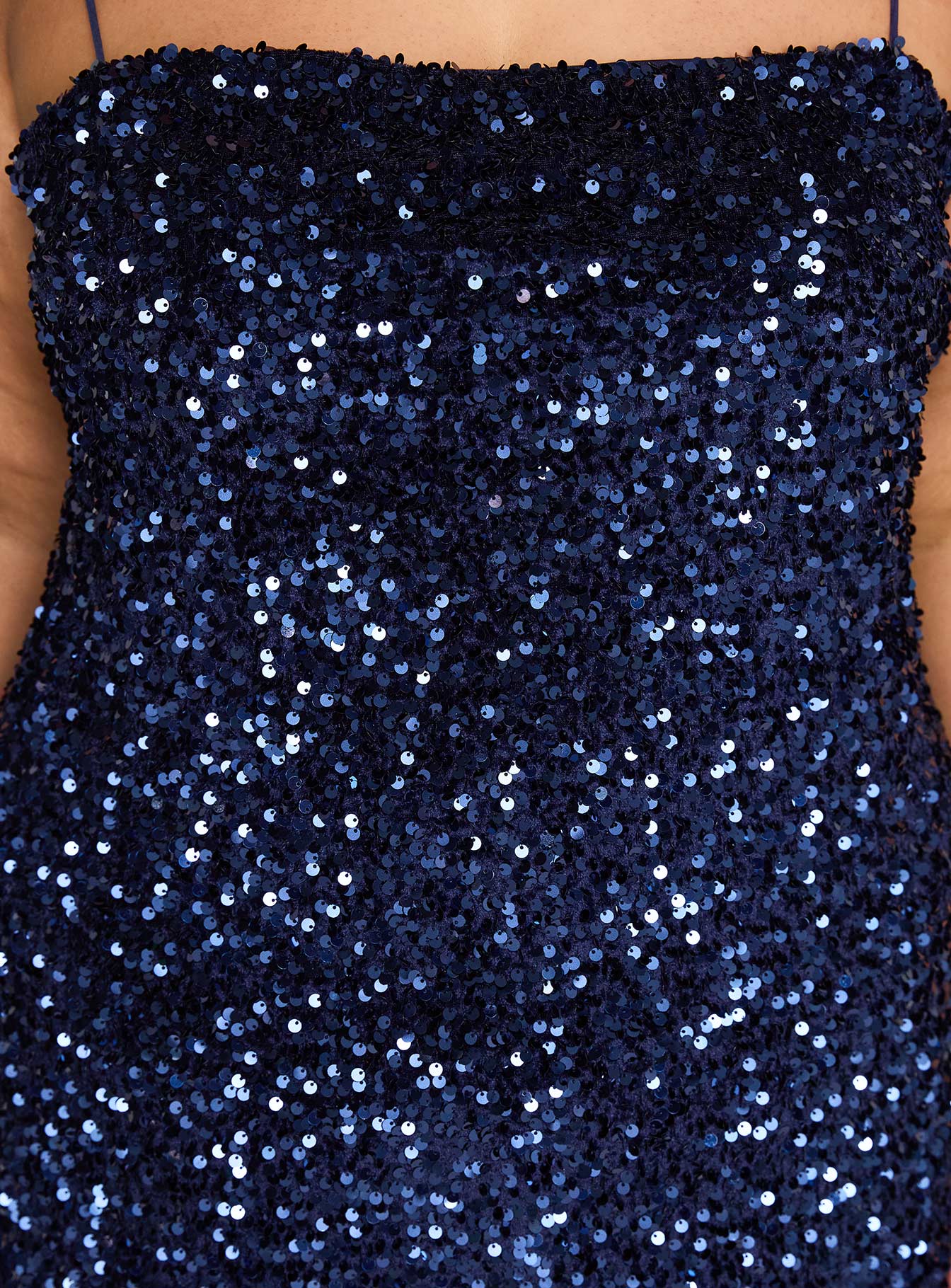 product Princess Polly Layney Sequin Mini Dress Navy Curve Square Neck 