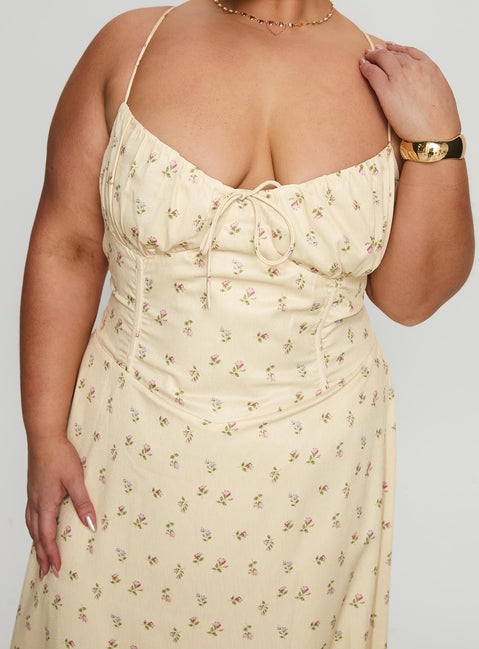 Members Only Maxi Dress Yellow Floral Curve Members Only Maxi Dress Yellow Floral Curve