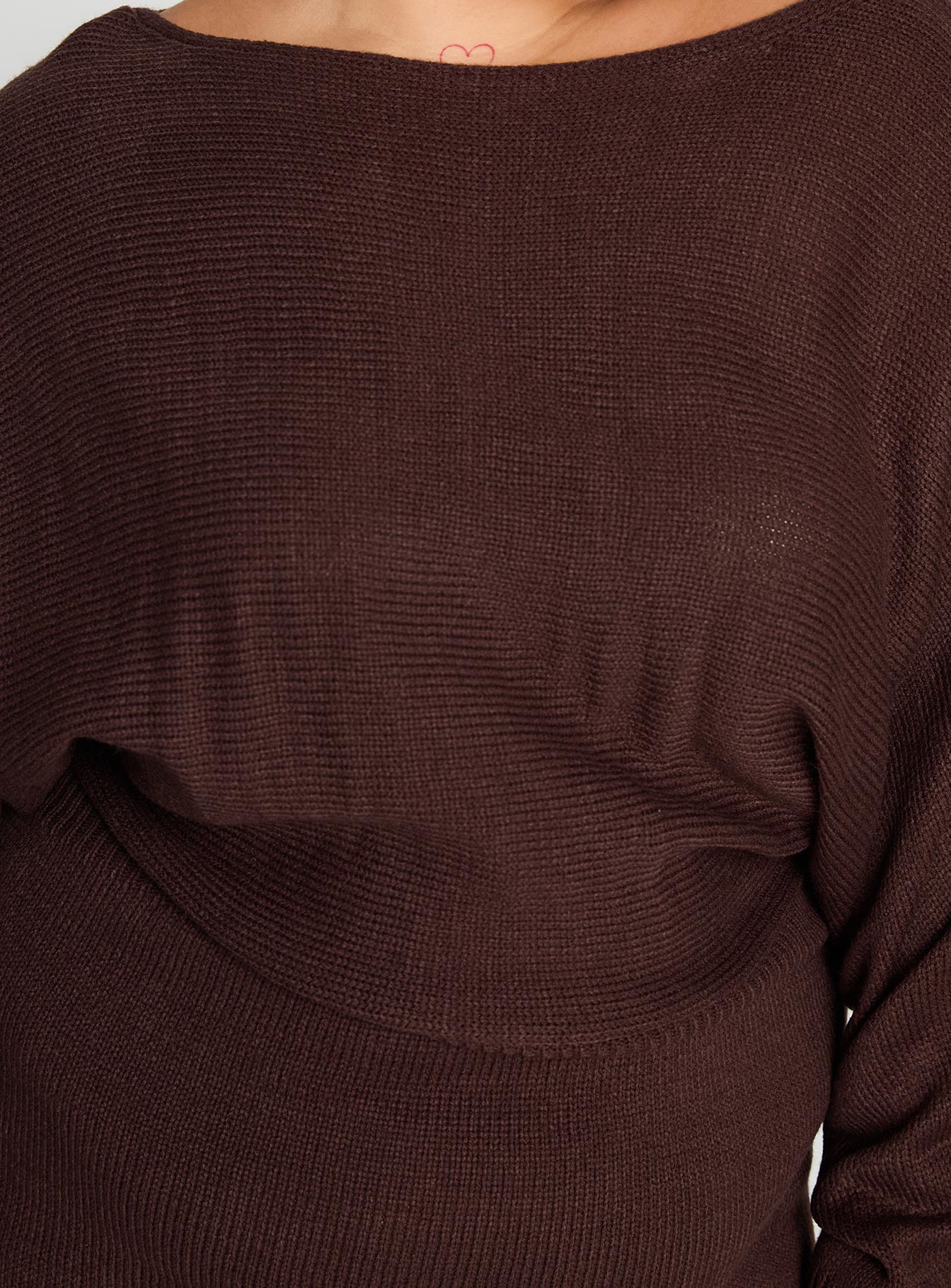 product Princess Polly Bellamie Long Sleeve Mini Dress Chocolate Curve Boat Neck 