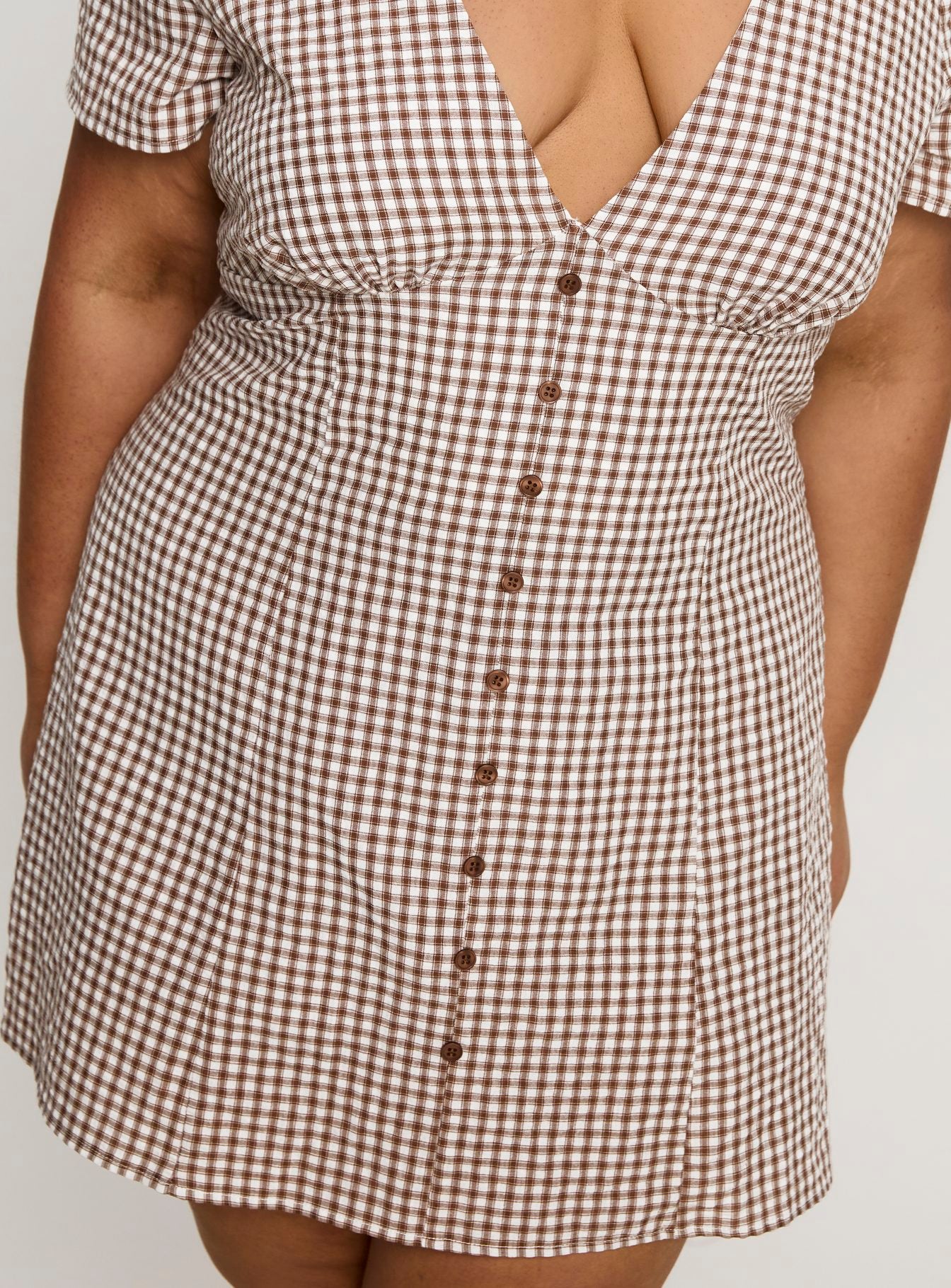 Loveliness Playsuit Brown Check Curve