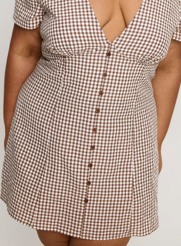 Loveliness Playsuit Brown Check Curve