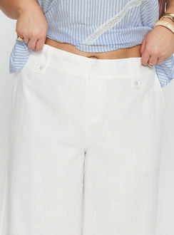 back view of model wearing Princess Polly Pedra Wide Leg Pant White Curve High Rise Pants 