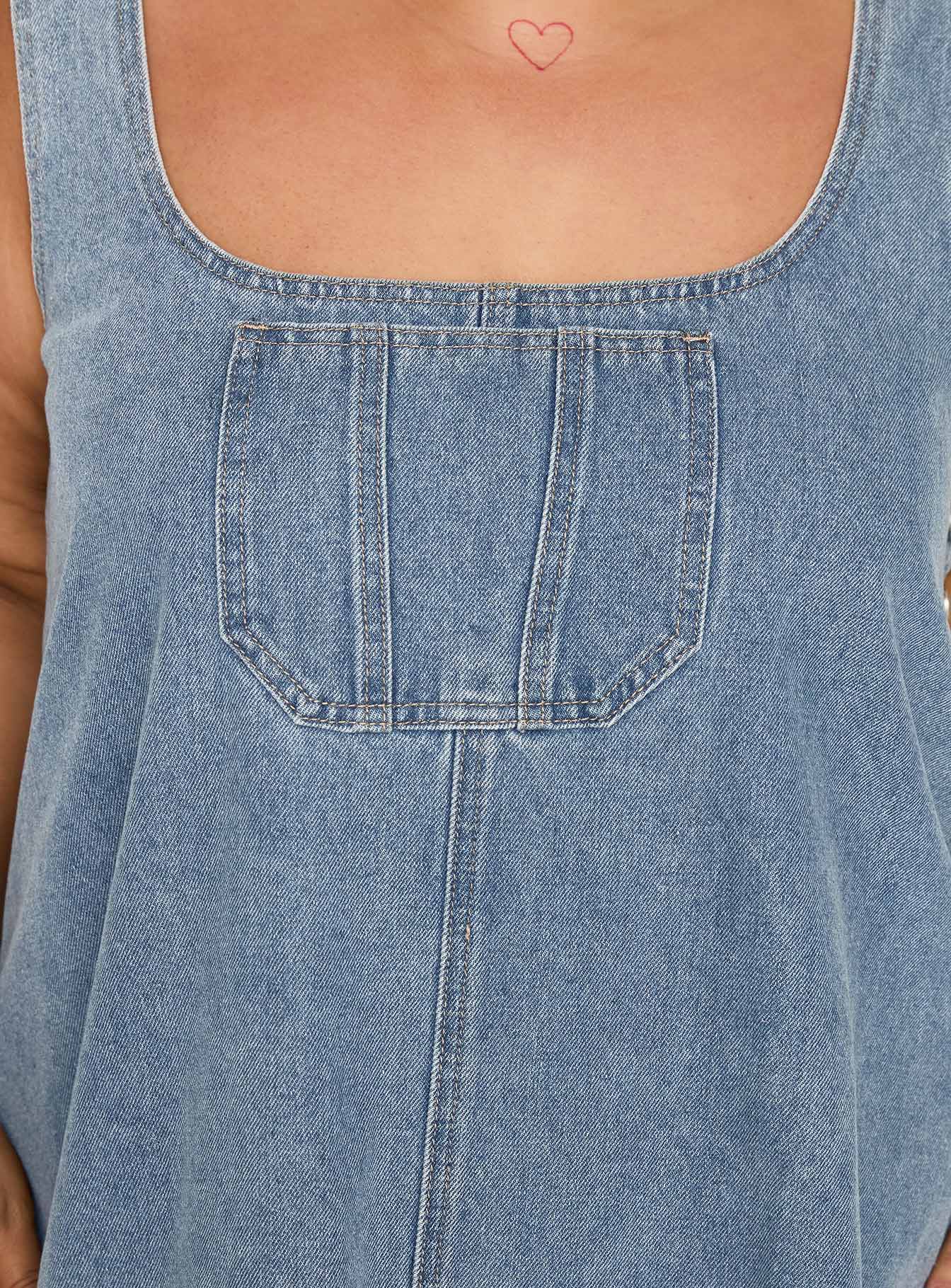 product Princess Polly State Of Mind Mini Dress Blue Denim Curve Scoop Neck 