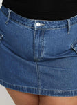 product Princess Polly Zakai Cargo Denim Mini Skirt Mid Blue Curve Mini Skirts 