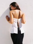 back view of model wearing Princess Polly Ethel Strapless Linen Top White Sleeveless straight 