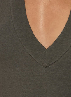 Juliannea V Neck Halter Bodysuit Charcoal